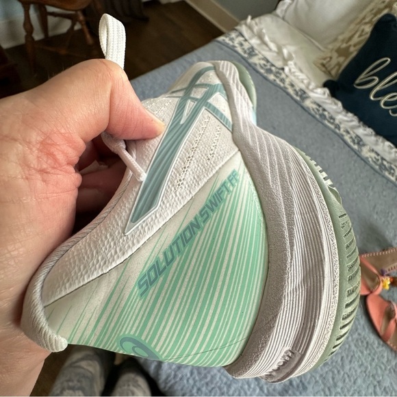 ASICS Sneakers Solution Swift FF White and Mint Green Tennis Prep Size 8.5 - Picture 6 of 8